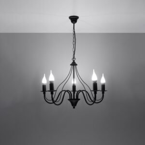 Chandelier Minerwa 5 Black Modern Hanging Chandeliers Great Lighting UK Ltd