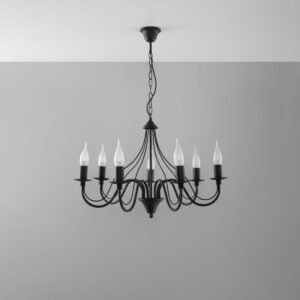 Chandelier Minerwa 7 Black Modern Hanging Chandeliers Great Lighting UK Ltd