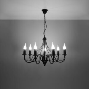 Chandelier Minerwa 7 Black Modern Hanging Chandeliers Great Lighting UK Ltd