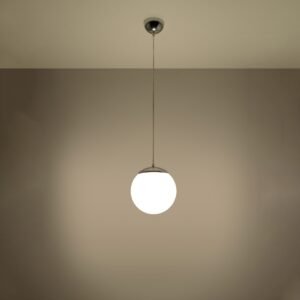 Pendant Lamp Ugo 20 White / Chrome Modern Single Pendants Great Lighting UK Ltd