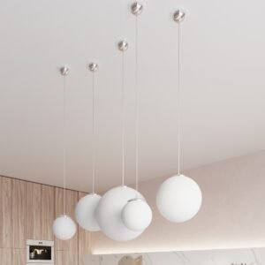 Pendant Lamp Ugo 30 White / Chrome Modern Single Pendants Great Lighting UK Ltd