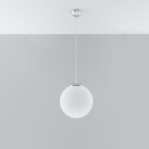 Pendant Lamp Ugo 30 White / Chrome Modern Single Pendants Great Lighting UK Ltd