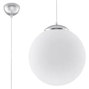 Pendant Lamp Ugo 40 White / Chrome Black & Chrome Lights Great Lighting UK Ltd