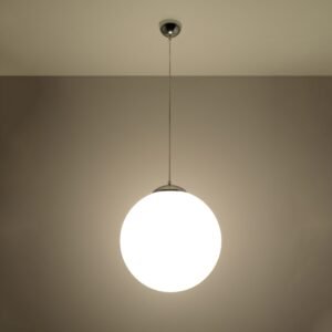 Pendant Lamp Ugo 40 White / Chrome Modern Single Pendants Great Lighting UK Ltd
