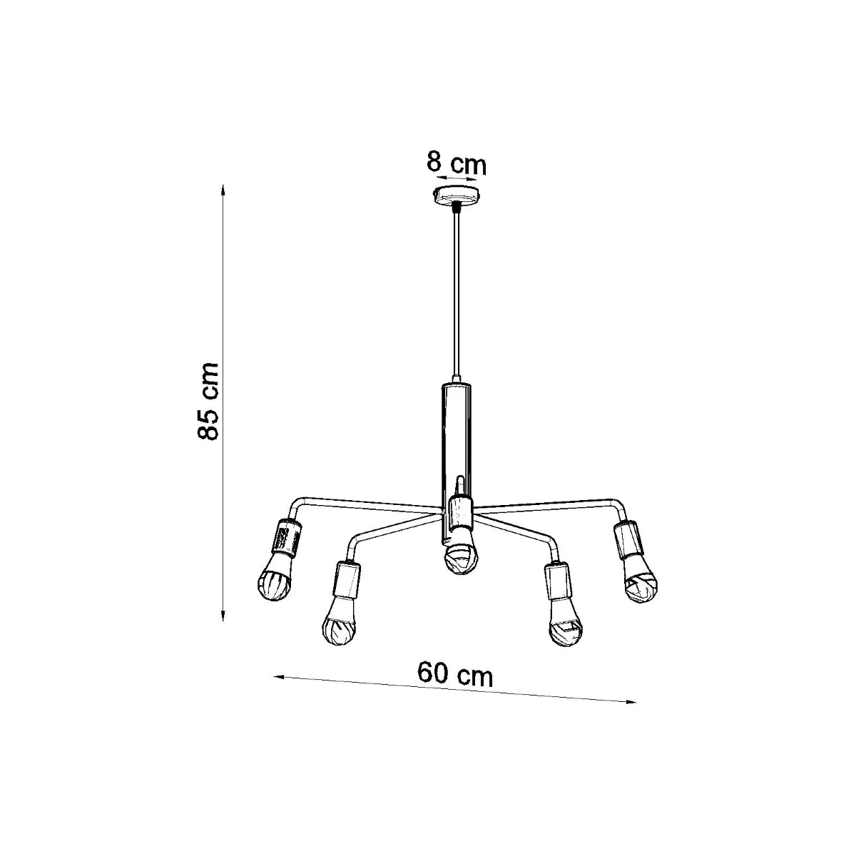 Multi Arm Ceiling Light Duomo Five Light Black Black Chandeliers Great Lighting UK Ltd