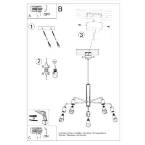 Multi Arm Ceiling Light Duomo Five Light Black Black Chandeliers Great Lighting UK Ltd