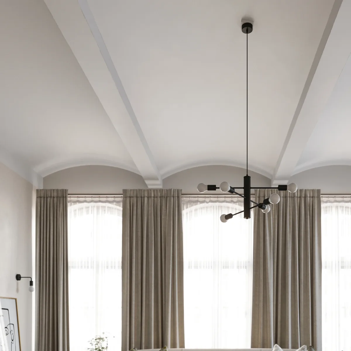Multi Arm Ceiling Light Duomo Five Light Black Black Chandeliers Great Lighting UK Ltd