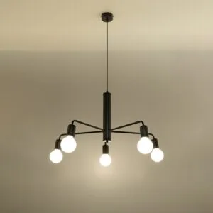 Multi Arm Ceiling Light Duomo Five Light Black Black Chandeliers Great Lighting UK Ltd