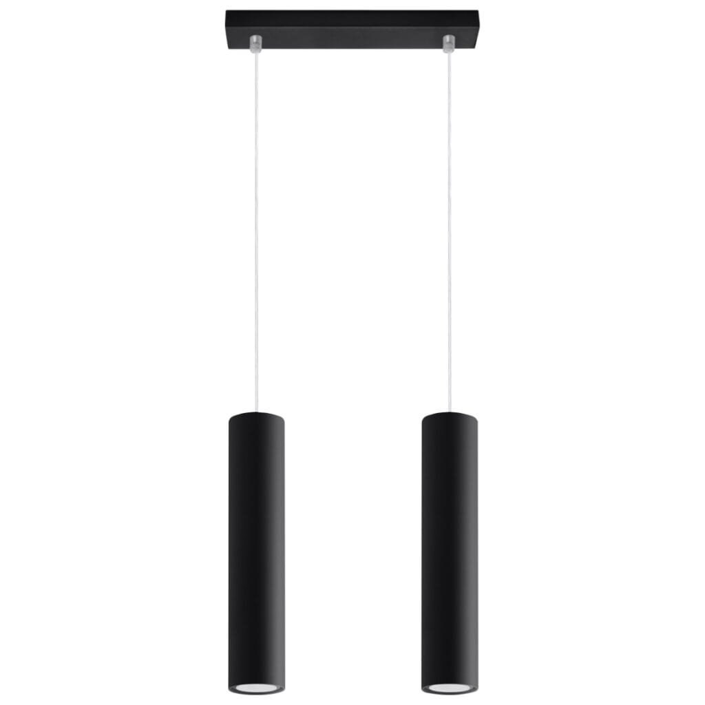 Lagos Twin Pendant Light - Black Bar & Linear Pendant Lights Great Lighting UK Ltd
