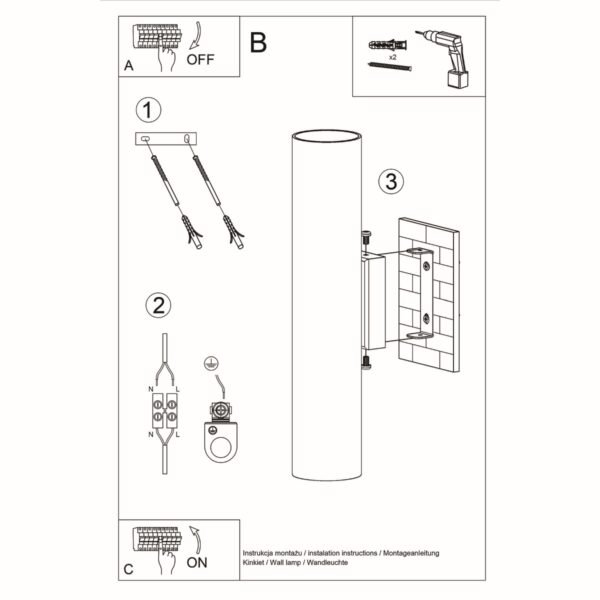 Wall Lamp Lagos 2 Black Modern Indoor Wall Lights Great Lighting UK Ltd