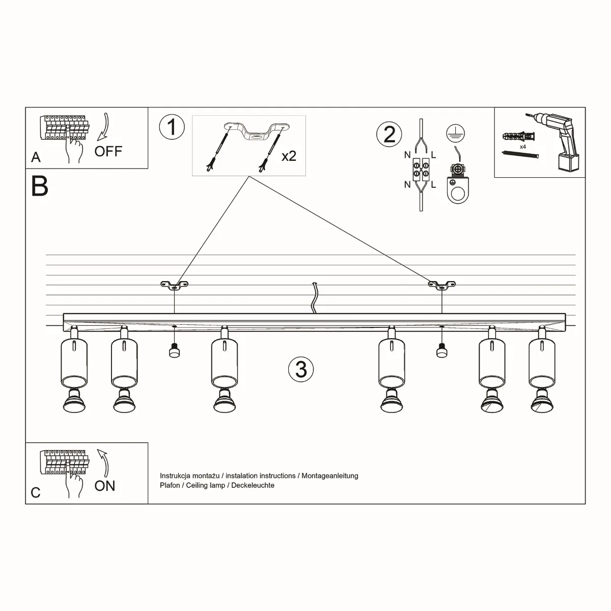 Ring Six Light White Kitchen Spotlight Bar 6 Light Spotlights Great Lighting UK Ltd