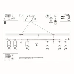 Ring Six Light Black Kitchen Spotlight Bar 6 Light Spotlights Great Lighting UK Ltd