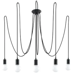 Edison 5-Light Chandelier - Black Industrial Pendant Lights Great Lighting UK Ltd