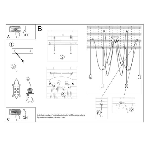Chandelier Edison 5 Black Modern Chandeliers Great Lighting UK Ltd