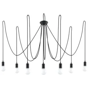 Edison 7-Light Chandelier - Black Industrial Pendant Lights Great Lighting UK Ltd