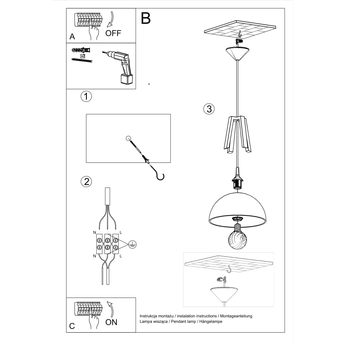 Pendant Lamp Casco White / Natural Wood Dining Table Pendant Lights Great Lighting UK Ltd