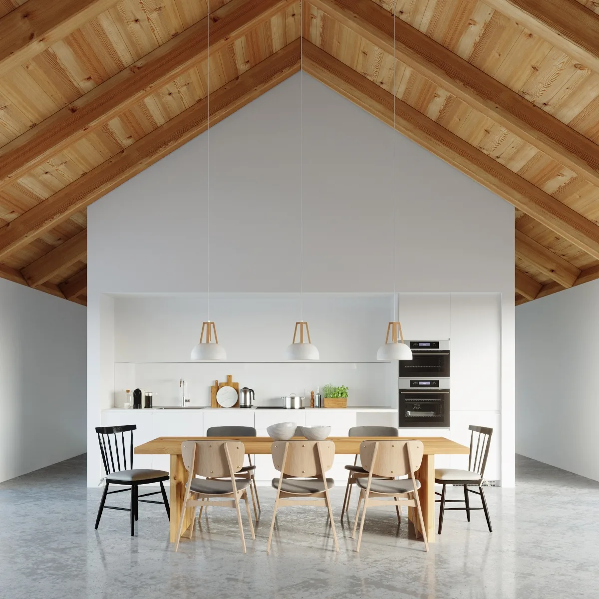 Pendant Lamp Casco White / Natural Wood Dining Table Pendant Lights Great Lighting UK Ltd