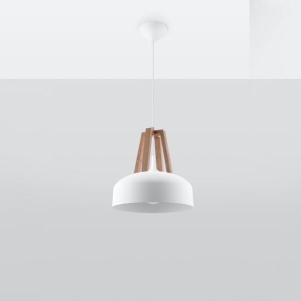 Pendant Lamp Casco White/natural Wood Single Pendants Great Lighting UK Ltd