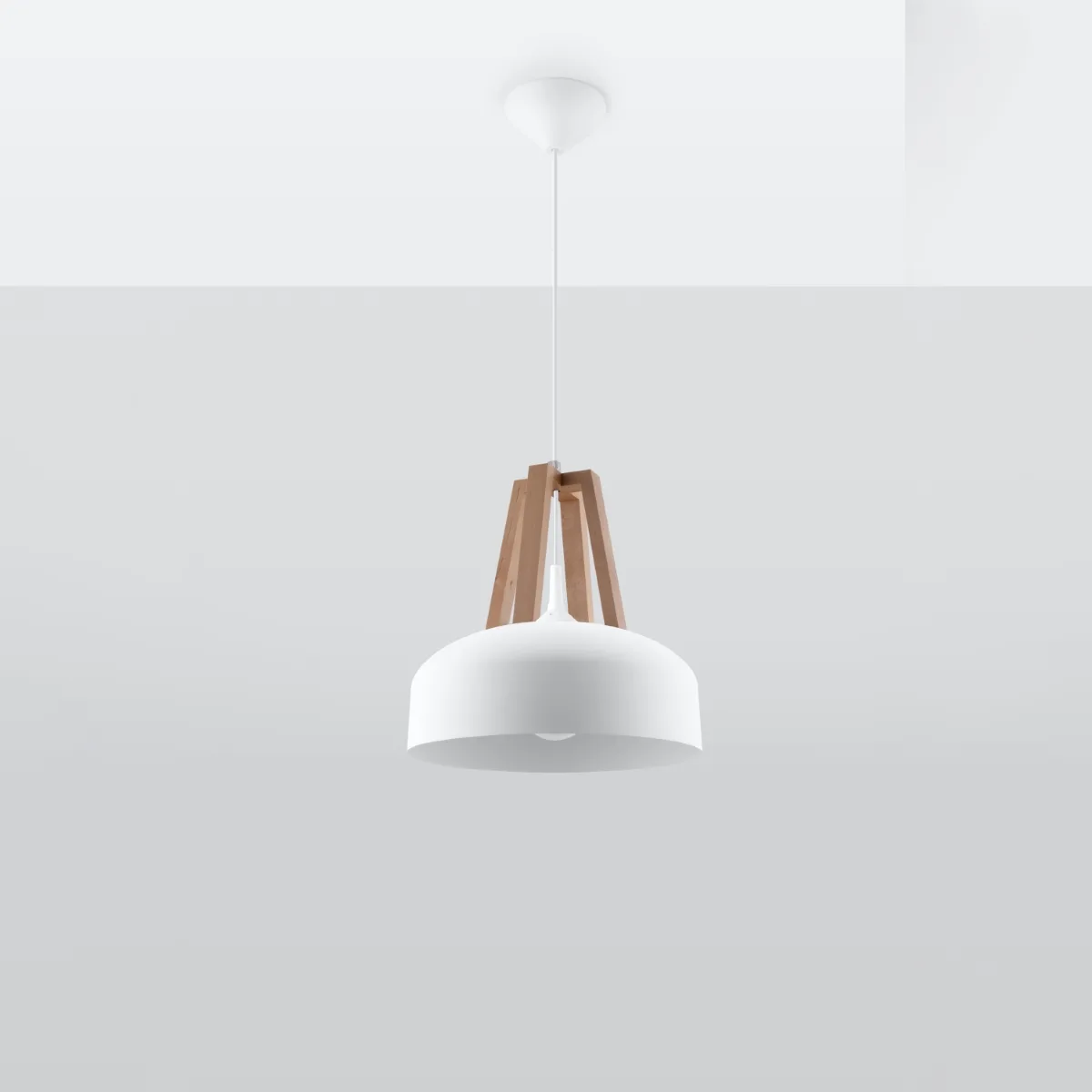 Pendant Lamp Casco White / Natural Wood Dining Table Pendant Lights Great Lighting UK Ltd
