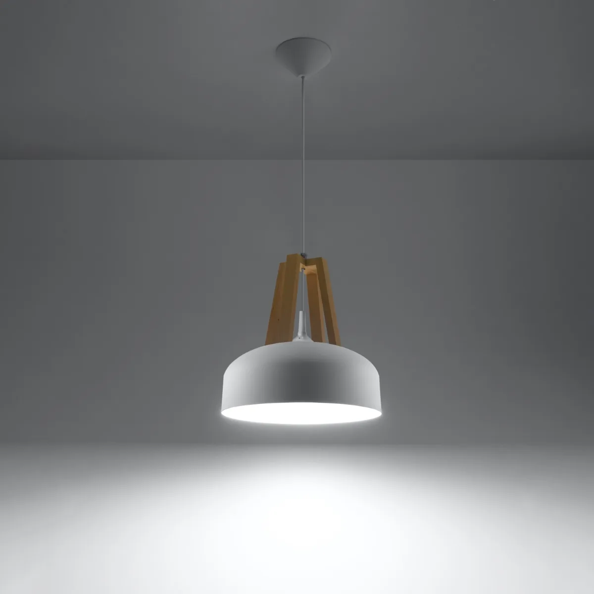 Pendant Lamp Casco White / Natural Wood Dining Table Pendant Lights Great Lighting UK Ltd
