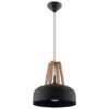 Pendant Lamp Casco Black / Natural Wood Modern Single Pendants Great Lighting UK Ltd