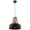 Pendant Lamp Casco Black / Natural Wood Bedroom Pendant Lights Great Lighting UK Ltd