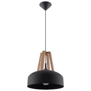 Pendant Lamp Casco Black/natural Wood