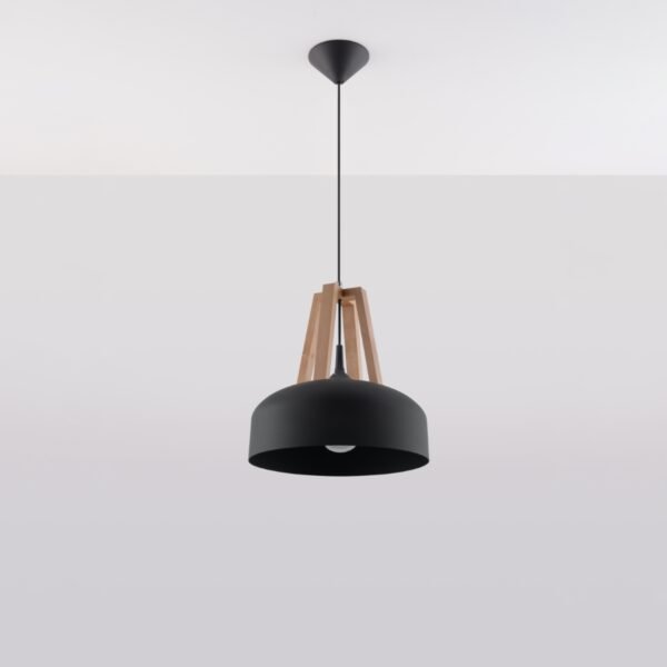 Pendant Lamp Casco Black/natural Wood Modern Pendant Lights Great Lighting UK Ltd