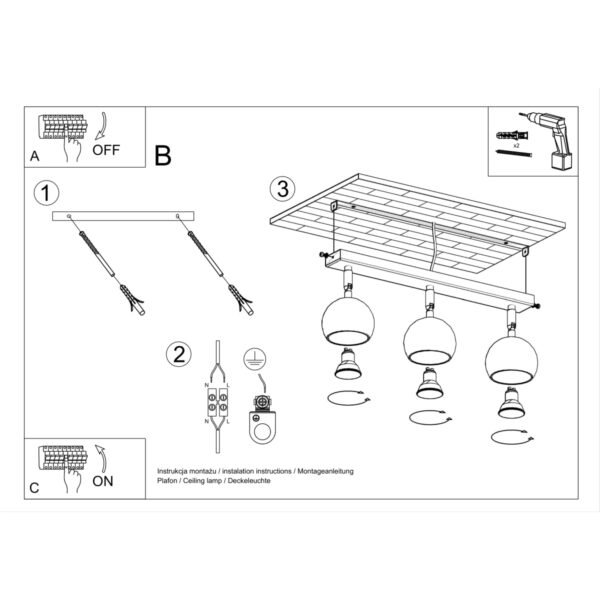 Ceiling Lamp Oculare 3 White Modern Ceiling Lights Great Lighting UK Ltd