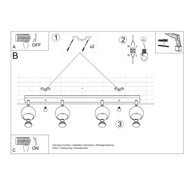 Ceiling Lamp Oculare 4l White Modern Ceiling Lights Great Lighting UK Ltd