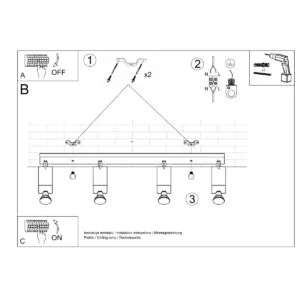 Merida Four Light Black Kitchen Spotlight Bar 4 Light Spotlights Great Lighting UK Ltd