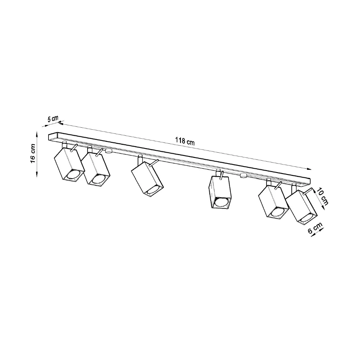 Merida Six Light Grey Kitchen Spotlight Bar 6 Light Spotlights Great Lighting UK Ltd