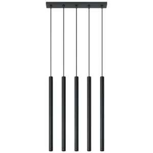 Pastelo 5-Light Linear Pendant - Black Bar & Linear Pendant Lights Great Lighting UK Ltd