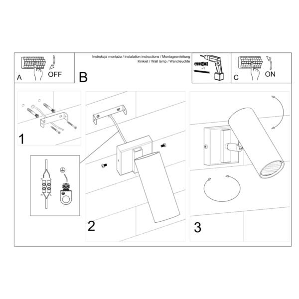 Wall Lamp Direzione Black Single Wall Lights Great Lighting UK Ltd