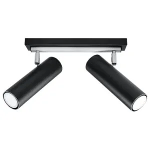 Direzione Two Light Black Adjustable Spotlight Bar Modern Black Lighting Great Lighting UK Ltd