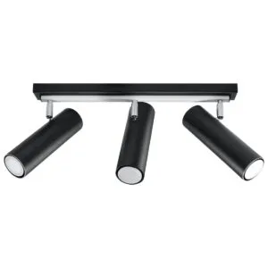 Direzione Three Light Black Adjustable Spotlight Bar Modern Black Lighting Great Lighting UK Ltd
