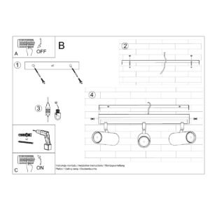 Ceiling Lamp Direzione 3 Black Track Lighting Great Lighting UK Ltd