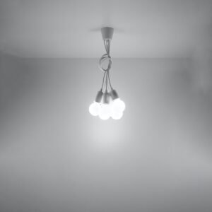 Pendant Lamp Diego 5 White Multi Pendants Great Lighting UK Ltd