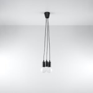 Pendant Lamp Diego 3 Black Multi Pendants Great Lighting UK Ltd