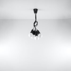 Pendant Lamp Diego 5 Black Multi Pendants Great Lighting UK Ltd