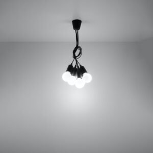 Pendant Lamp Diego 5 Black Multi Pendants Great Lighting UK Ltd