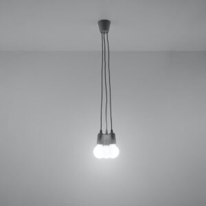 Pendant Lamp Diego 3 Grey Multi Pendants Great Lighting UK Ltd
