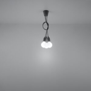 Pendant Lamp Diego 3 Grey Multi Pendants Great Lighting UK Ltd