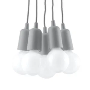 Diego Pendant Light - 5 Light / Grey Coloured Pendant Lights Great Lighting UK Ltd