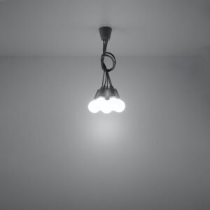 Pendant Lamp Diego 5 Grey Multi Pendants Great Lighting UK Ltd