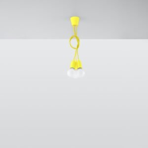 Pendant Lamp Diego 3 Yellow Multi Pendants Great Lighting UK Ltd