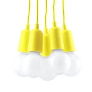 Diego Pendant Light - 5 Light / Yellow Coloured Pendant Lights Great Lighting UK Ltd