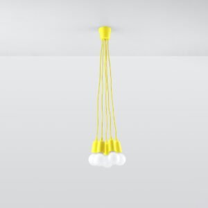 Pendant Lamp Diego 5 Yellow Multi Pendants Great Lighting UK Ltd