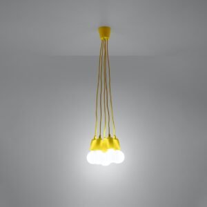 Pendant Lamp Diego 5 Yellow Multi Pendants Great Lighting UK Ltd