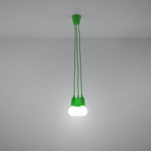 Pendant Lamp Diego 3 Green Multi Pendants Great Lighting UK Ltd